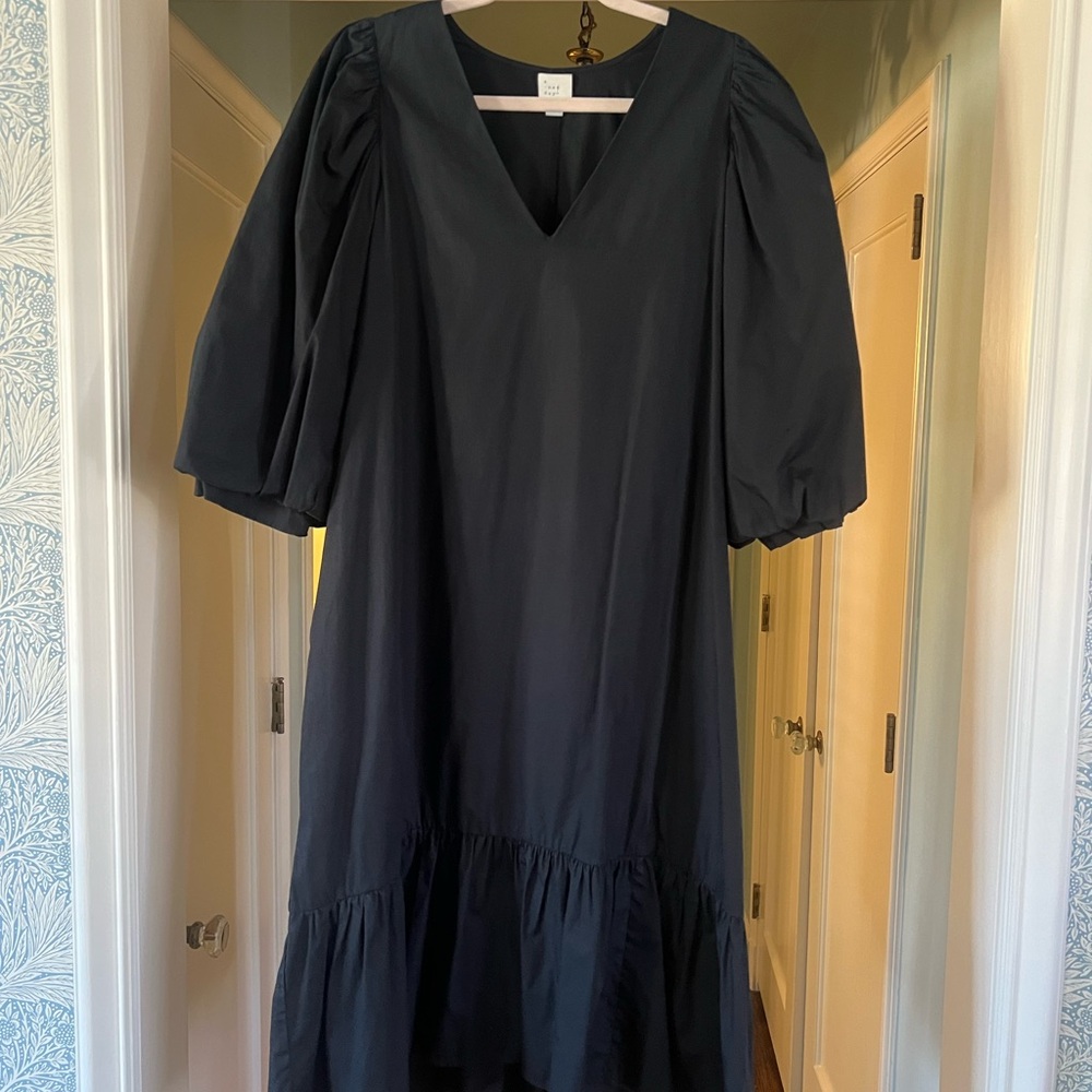 a new day Black Puff Sleeve Midi Dress